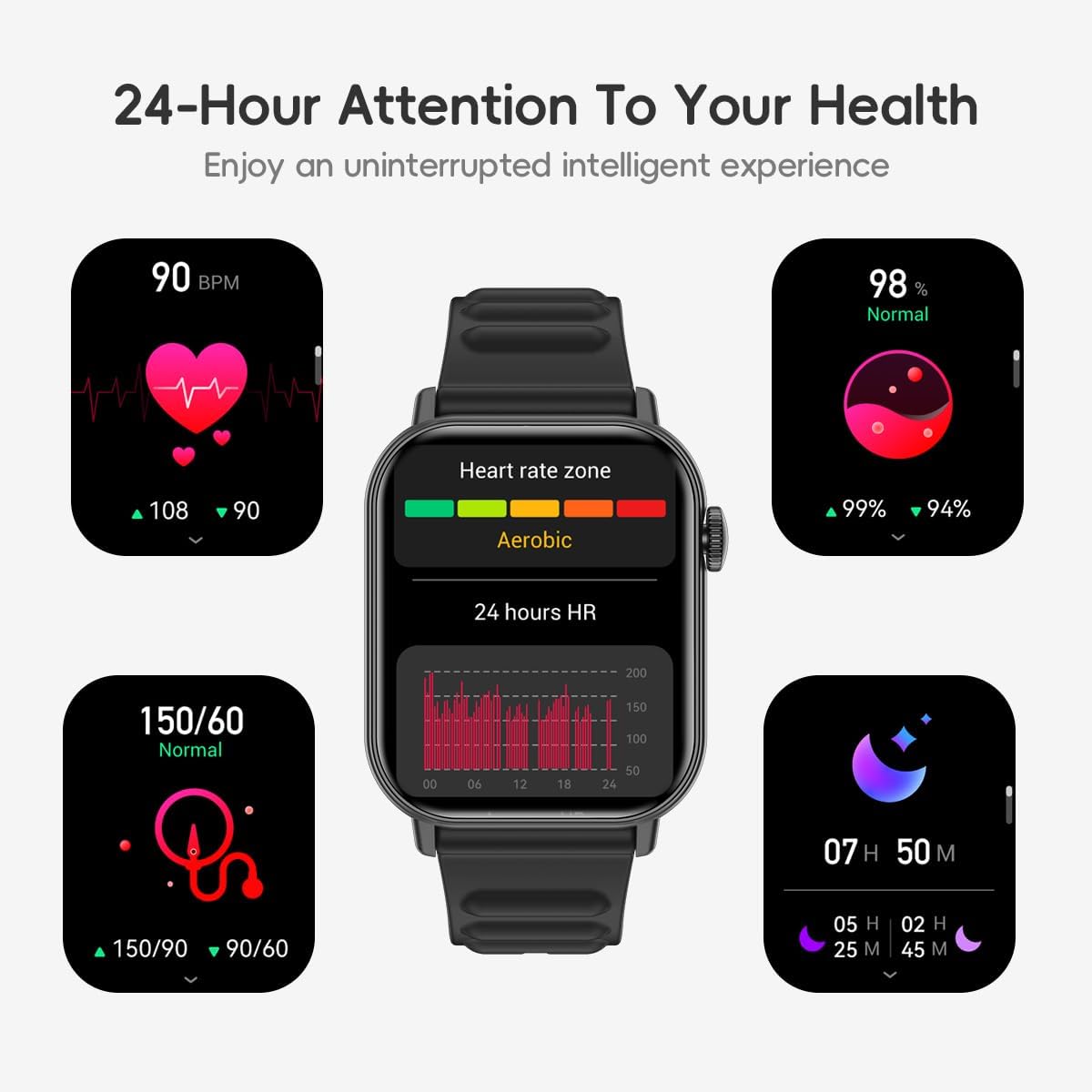 QTLLBT Smart Watch Sports Pedometer, Fitness Tracker Bluetooth Call Heart Rate Blood Oxygen Sleep Monitor,100 Sports Modes Waterproof for iOS Android Men's Women's Smart Watch (Blue)