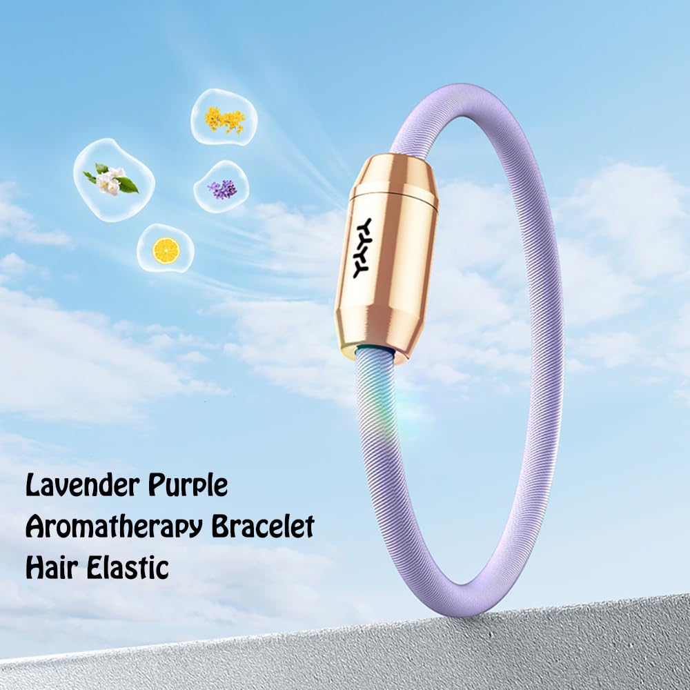 YOLAXGA Essential Oil Diffuser Bracelet or Aromatherapy Hair tie,Wristband Diffusing Bracelet Mother's Day Birthday Christma holistic gifts for women(Purple)