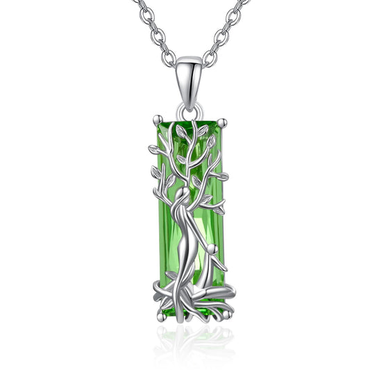 AENEAS Valentines Day Gifts for Women Her Tree of Life Necklace for Women 925 Sterling Silver Famliy Tree of Life Pendant Green Crystal Jewelry Gifts for Women Wife Her