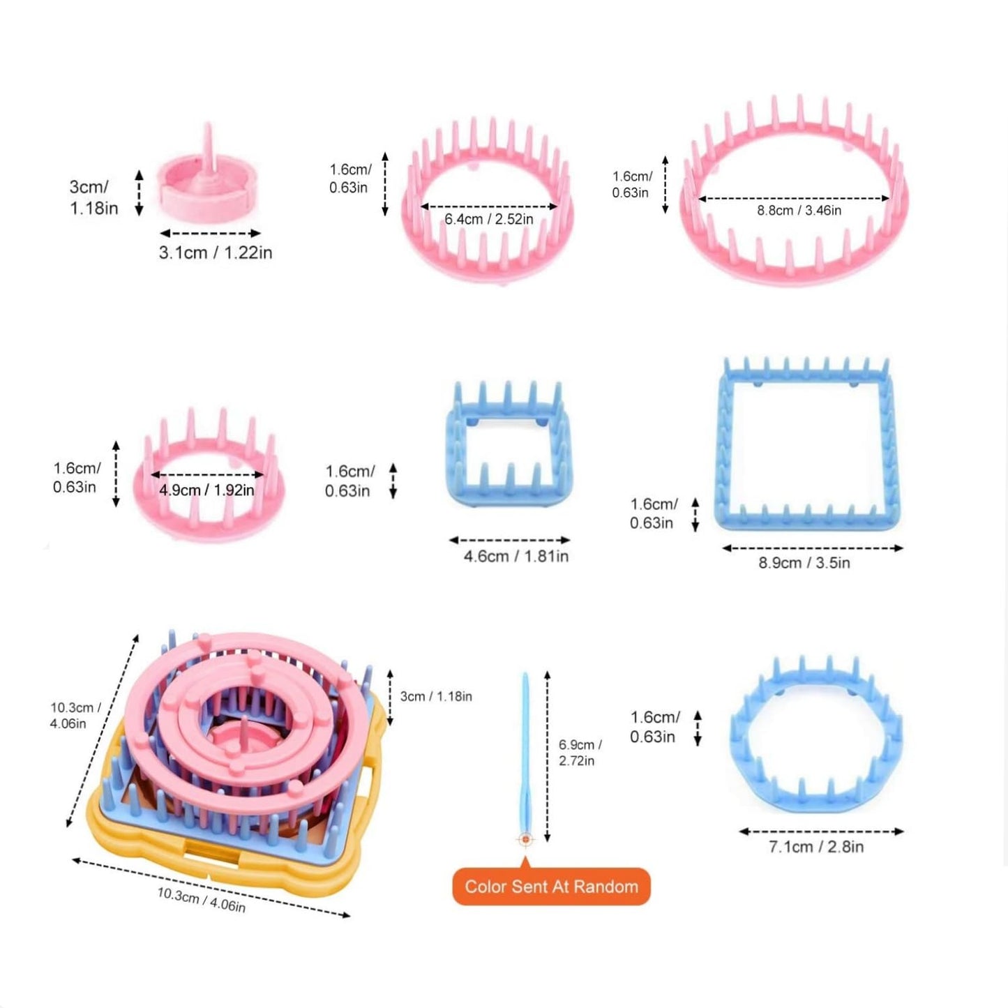 Ayasee Weaving Loom Kit, Flower Knitting Loom Kit, Frame Looms, Knitting Wool, Round/Square Knitting Looms Craft Kit Multi Color (Flower Maker)