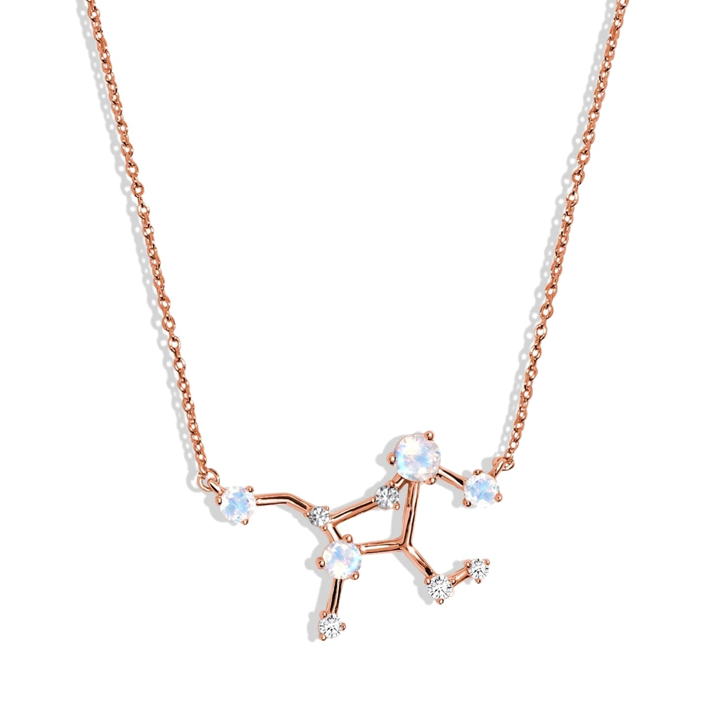 Moon Magic Moonstone Necklace - Virgo Zodiac Constellation / 925 Sterling Silver - 18k Rose Gold - Yellow Gold Rainbow Moonstone Necklaces for Women/Authentic Rainbow Crystal Jewelry