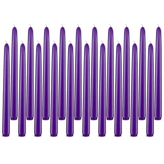 20 Pcs Purple Taper Candles for Home Decoration, 10×7/8 Inch Dripless Candlesticks, Great for Dinner Party Meditation and Emergency