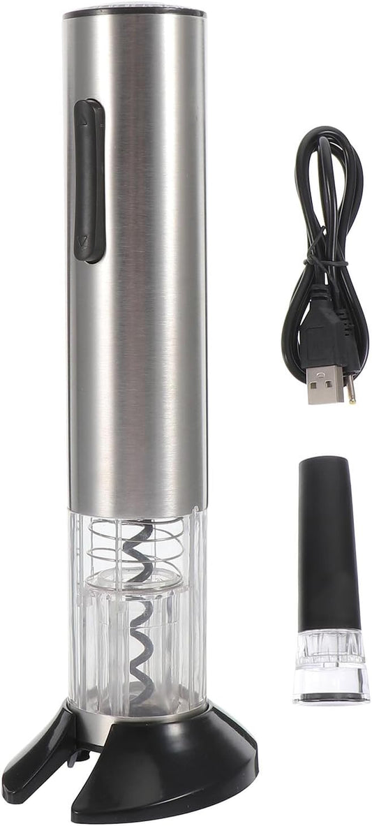 Angoily Electric Wine Opener USB Rechargeable Automatic Bottle Opener with Stainless Steel Base Foil Cutter Vacuum Stopper Practical Wine Opening Tool and Parties