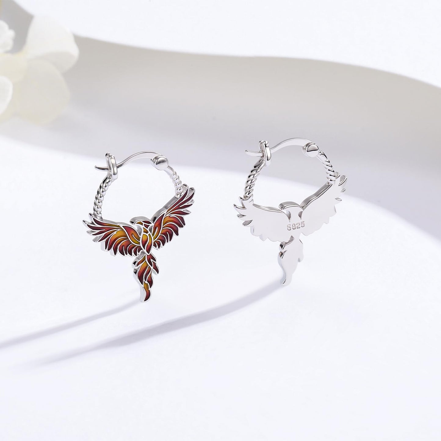 JUSTKIDSTOY Phoenix Earrings for Women 925 Sterling Silver Rising Phoenix Huggie Hoop Earrings Jewelry Graduation Gifts for Wife Daughter Her
