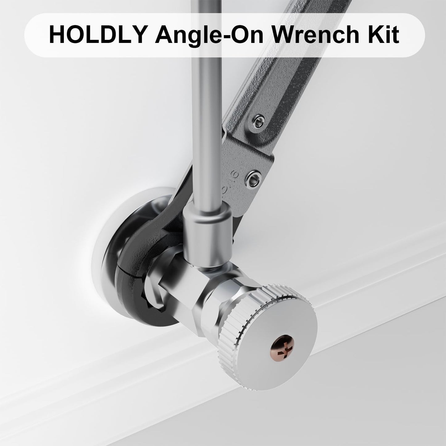 Holdly Plumbing Tools Angle Stop Wrench Kit – Adjustable Wrench Professional Plumber Tools for Installing New Compression Angle Stops and Removing Compression Rings-Silver Tool Kit