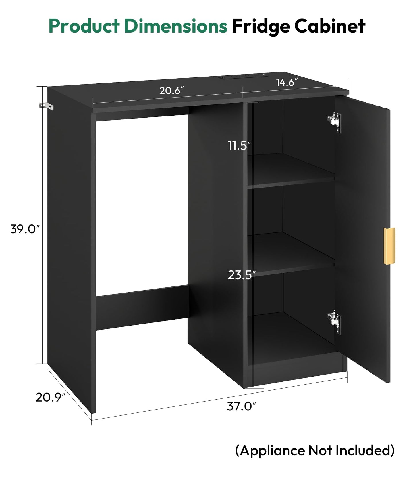 Lamtor Coffee Bar with Mini Fridge Space - Snack Bar Cabinet with Power Outlet, Fluted Mini Fridge Cabinet with Adjustable Shelf for Kitchen Dining Room Living Room, Black