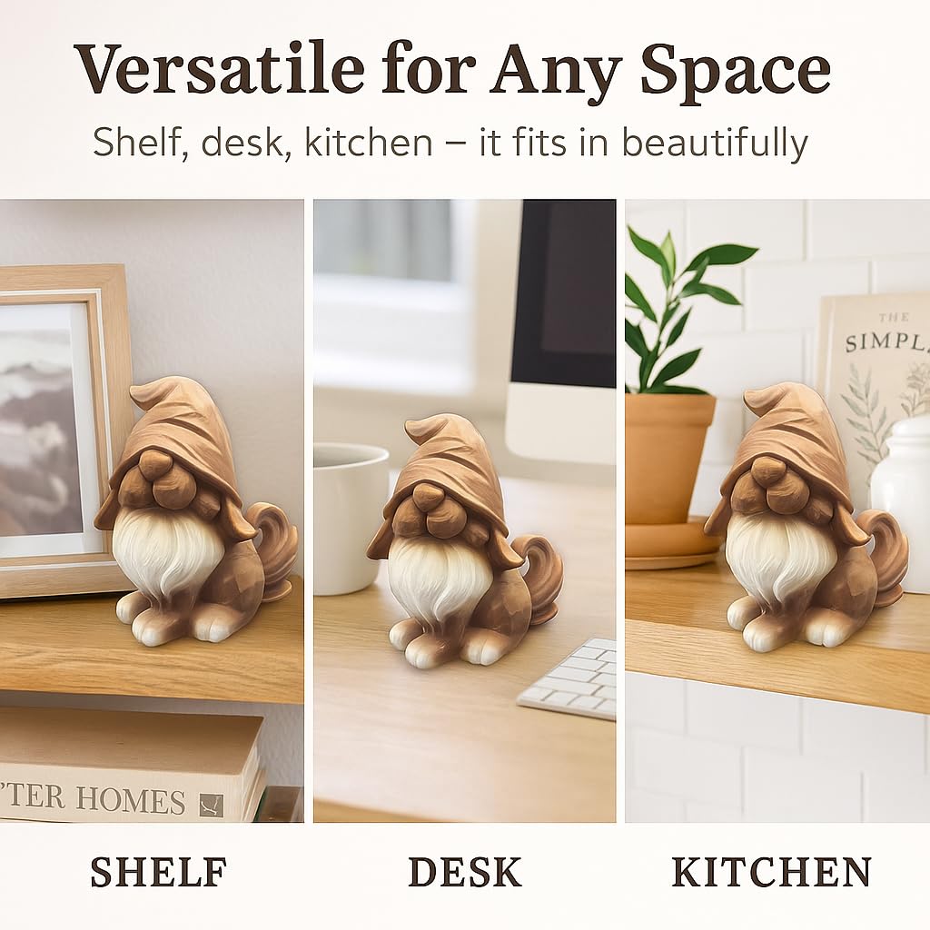 CigaMaTe Dog Gnome Figurine for Coffee Bar Decor, Rustic Coffee Table Decorations, Gnome Gifts for Women, Farmhouse Kitchen Shelf Decor, Tiered Tray Collectible Ornament