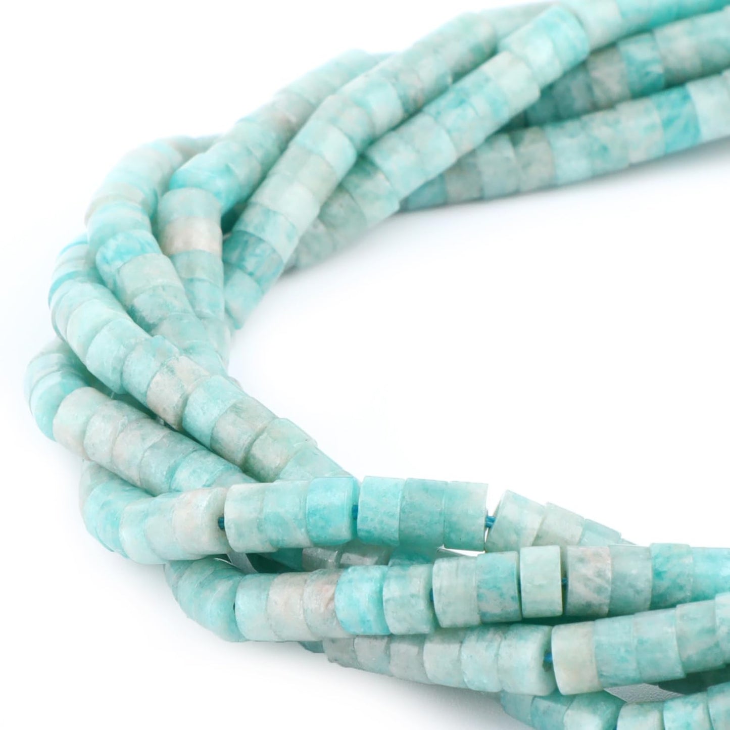 Natural Amazonite Heishi Spacer Beads Loose Semi Precious Flat Round Gemstone Disc Shape Stone for Beading Jewelry Making 4x2mm 15.5"