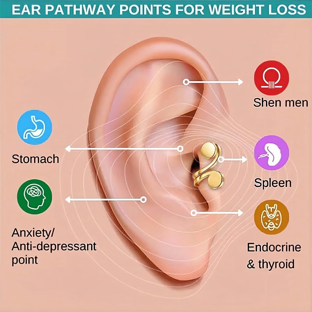 15mm & 10mm Keloid Pressure Earring Set for Women and Men | Clip on Compression Earrings for Swelling | Acupressure Earrings for Her (Acupressure Gold & Black)