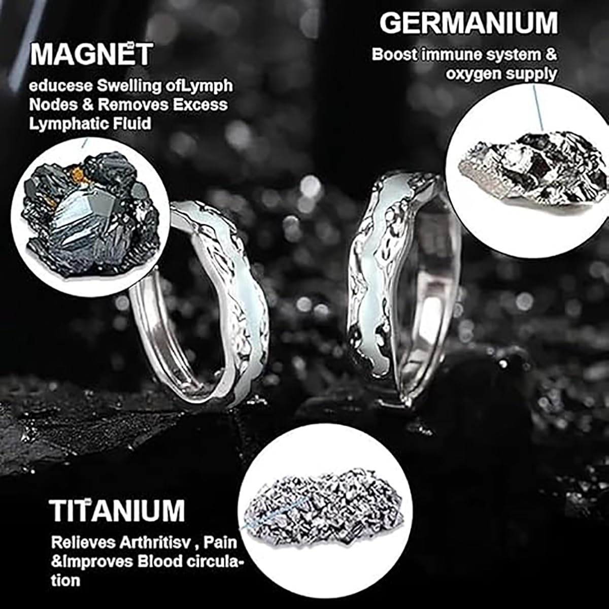 IMMUNOTRAX Magnetic Therapy Luminous Titanium Ion Adjustable Ring - Lymphatic Magtherapy Luminous Jewelry for Couples,Glow-in-Dark Wellness Ring Gift for Men/Women (A For Women)