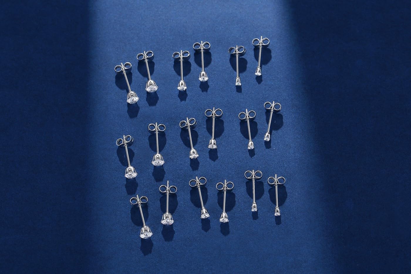 FOSIR 10 Pairs 3mm Tiny Women's Surgical Stainless Steel Clear Cubic Zirconia Stud Earrings, Hypoallergenic 316L Earrings Pack