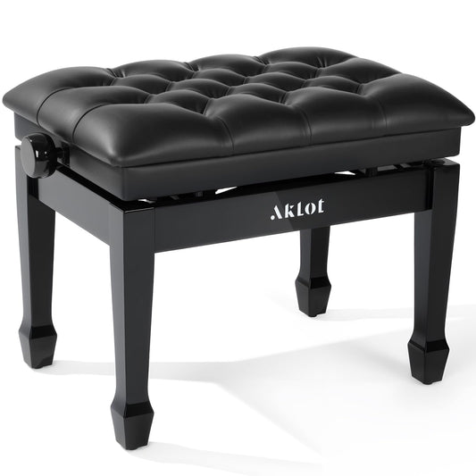 AKLOT Hydraulic Piano Bench, Keyboard Bench with Padded Cushion, Ajustbale Heavy Duty Piano Seat with High-Density Sponge, Piano Stool 23.22"X 15.75" Solid Wooden Piano Chair for Pianist（Black