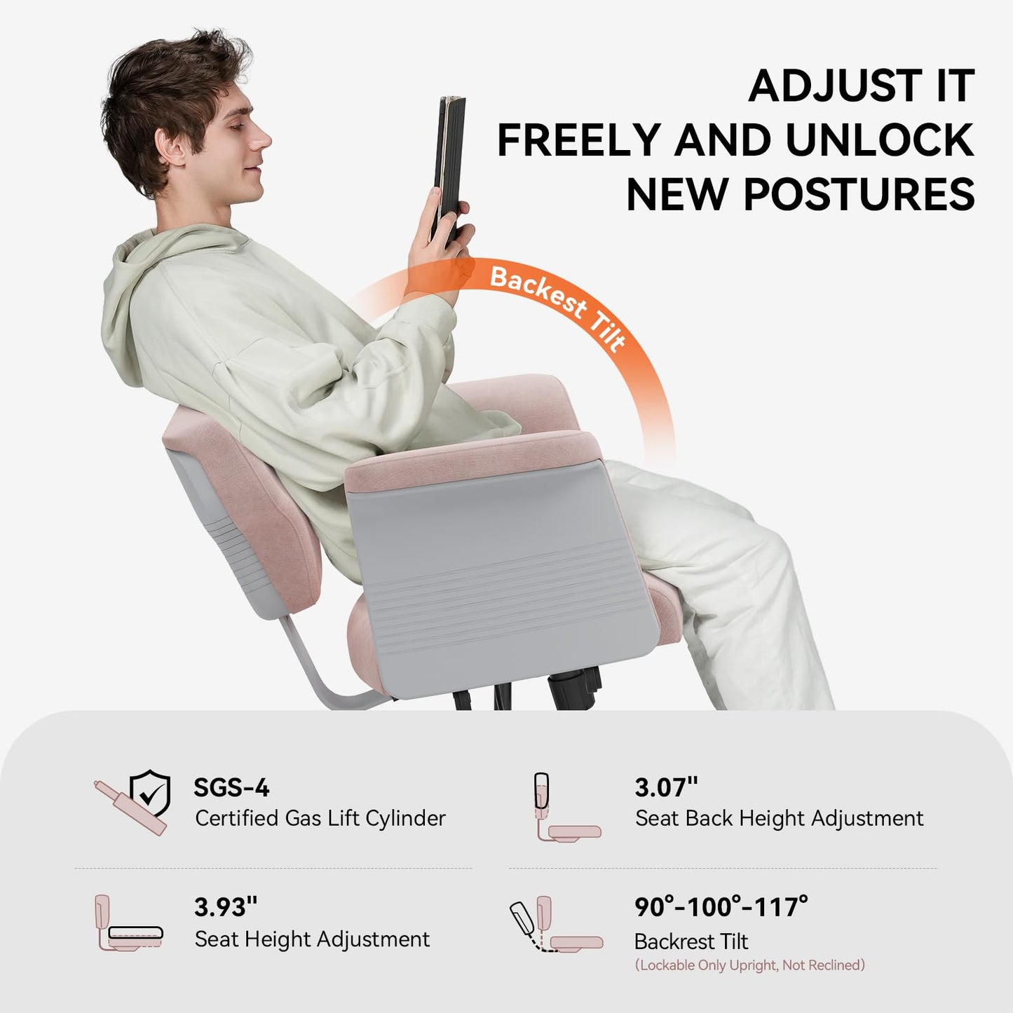 Newtral Freedom-X Criss Cross Chair with Wheels & Amrests- Cross Legged Office Chair with Laptop Tray, Multi-Position Recliner Chair, Adjustable Ergonomic Chair, Relax, Work from Home