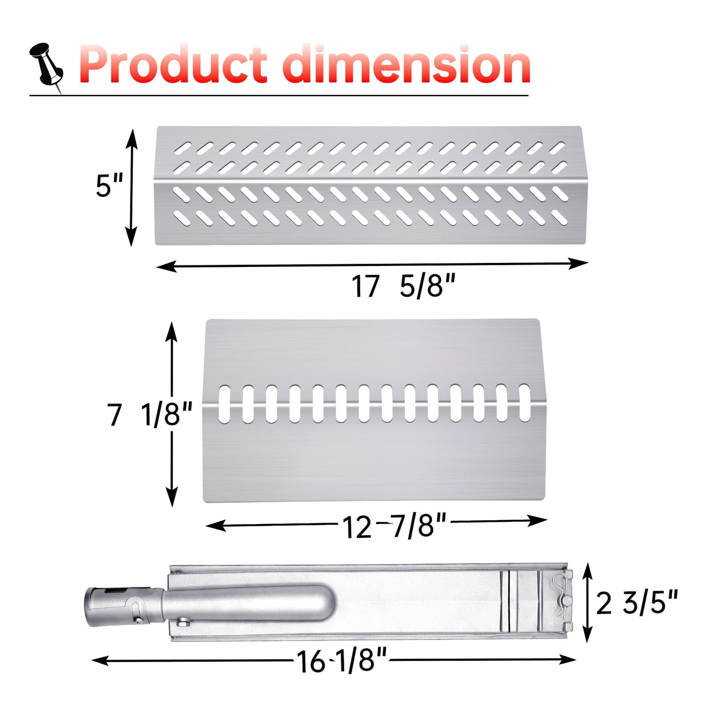 Cozilar 16516 16631 16520 Grill Burner Replacement for 5 Burners Bull Grill Replacement Parts Bull Brahma 57568 57569, Cal Flame BBQ04103000, BBQ04103010-CC, Grill Heat Plates Grill Parts Accessories