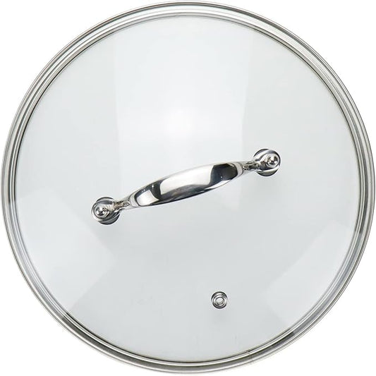9 Inch Clear Glass Pot Lid for Frying Pan Replacement Cover Can Withstand 356Â°F (180â) with Stainless Steel Arch Bridge Handle,Bright Silver