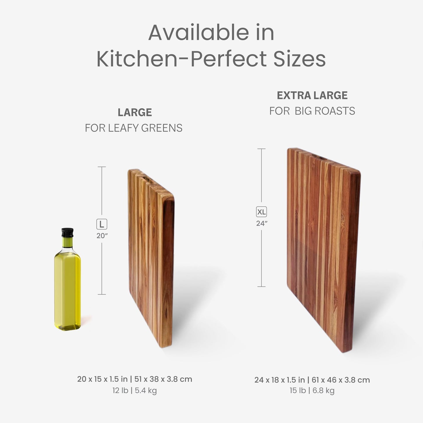 Teakhaus Carving Board and Cutting Board Oil Set - Includes Large (L) Wood Cutting Board with Grip Handles and EON Food Grade Mineral Oil - Knife-Friendly - FSC Certified