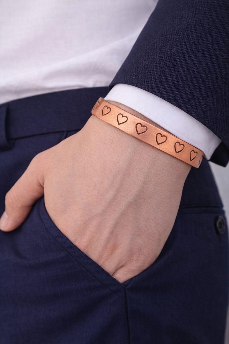 Touchstone - Symbolic Love Heart Shape - Copper magnetic bracelet Tibetan style. Hand forged with solid and high gauge pure copper.