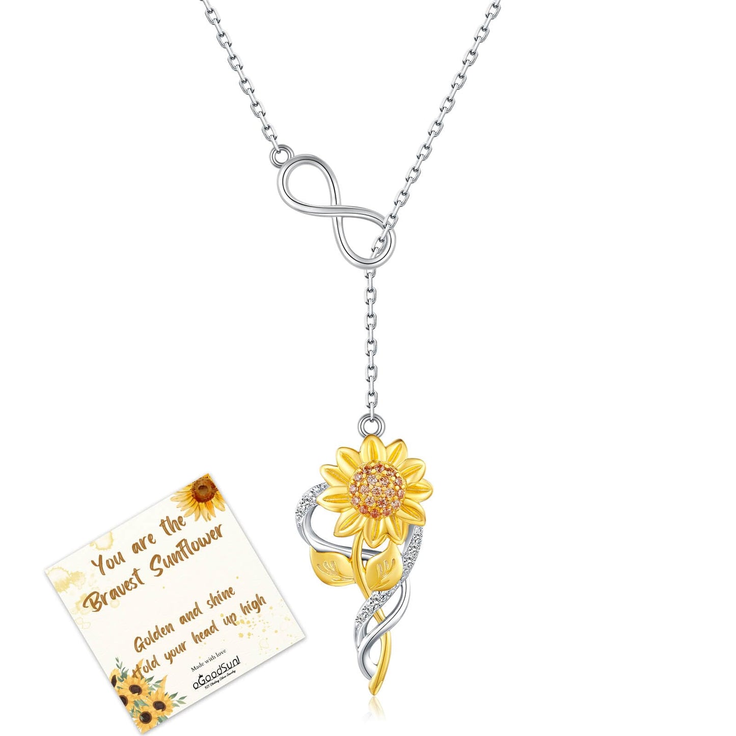oGoodsunj Sunflower Necklace Jewelry Set fo Women Sterling Silver Anklet Bracelet Earrings You Are My Sunshine Pendant Gifts for Mom Daughter Wife (Infinity Sunflower)