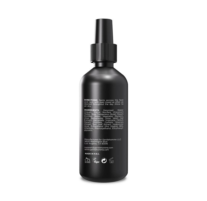 Gentlehomme - Coconut Face Mist - Men’s Facial Spray - with Hyaluronic Acid, Aloe Vera & Green Tea - Refresh, Moisturize & Hydrate - Use Day & Night - Safe for All Skin Types - Vegan - 3.4oz - 1 Pack