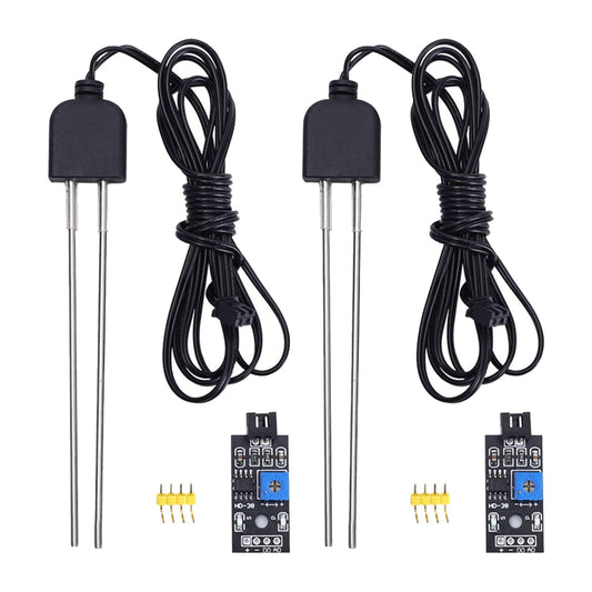 2 Sets Resistive Soil Moisture Meter, Icstation Soil Hygrometer Sensor Test Kit with Corrosion Resistant Probe, Digital Analog Signal Output for Arduino Garden Plant Care Automatic Watering System