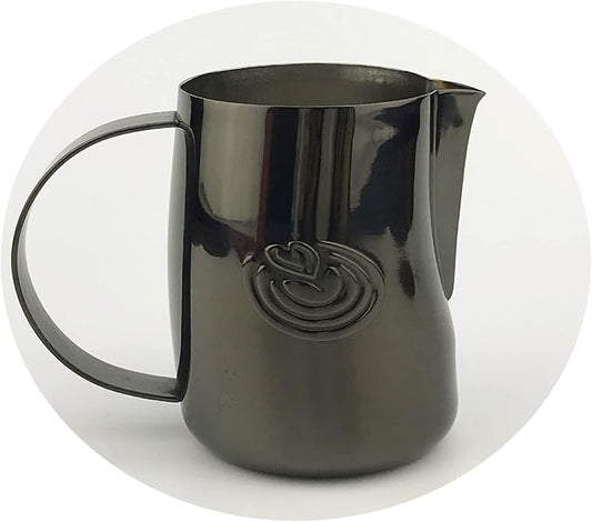 Barista Swag Curved Body Coffee Milk Frothing Cup for Espresso Machines Latte Art 500ml Steaming Pitchers (Mirror Black)