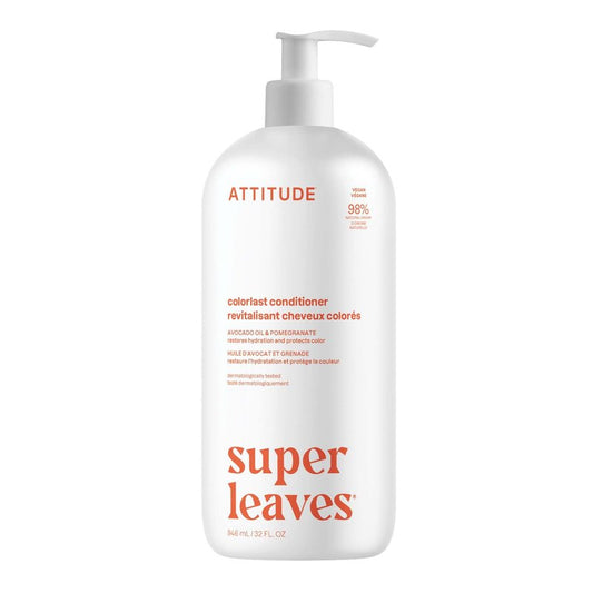 ATTITUDE Colorlast Hair Conditioner, For Color Treated Hair, Protects Color, Naturally Derived Ingredients, Vegan Detangler, Dermatologically Tested, Avocado Oil and Pomegranate, 32 Fl Oz