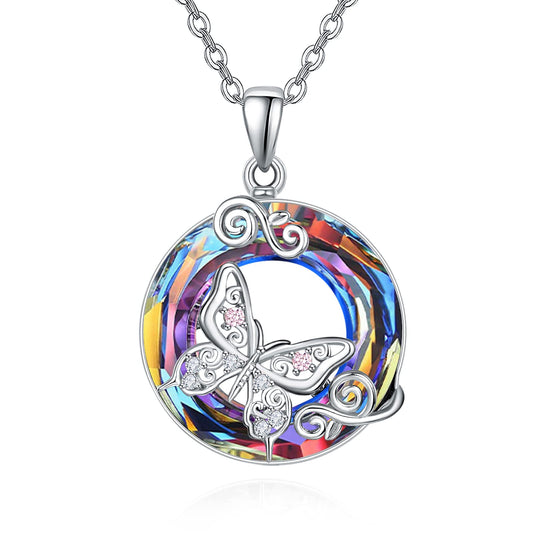 AENEAS Butterfly Necklaces Sterling Silver Crystal Pendant Necklace Butterfly Jewelry Gifts for Women Wife Her