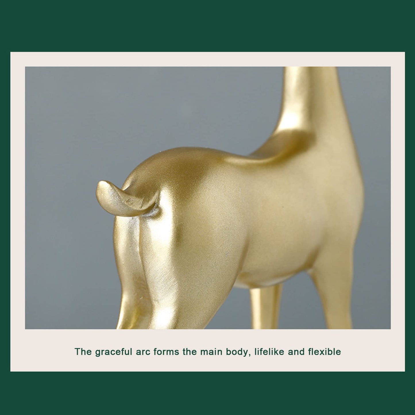 2PCS Carved elk Statue Resin Ornaments, Christmas Reindeer Fortune Seeking Decoration Modern Retro Art Standing and Sitting Posture, Applicable to Living Room and Bedroom (Pure Gold)