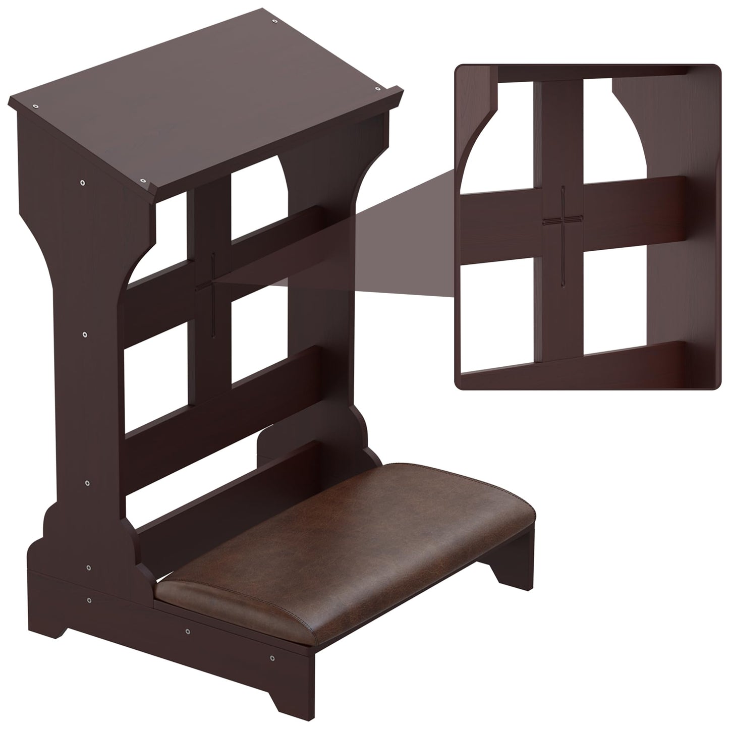 Gtouse Wooden Prayer Bench for Kneeler Prayer, Prayer Table at Home with Cushion Pad, Church Kneeling Stand Stool, Padded Prayer Chair Shelf for Kneeling at Home and Church