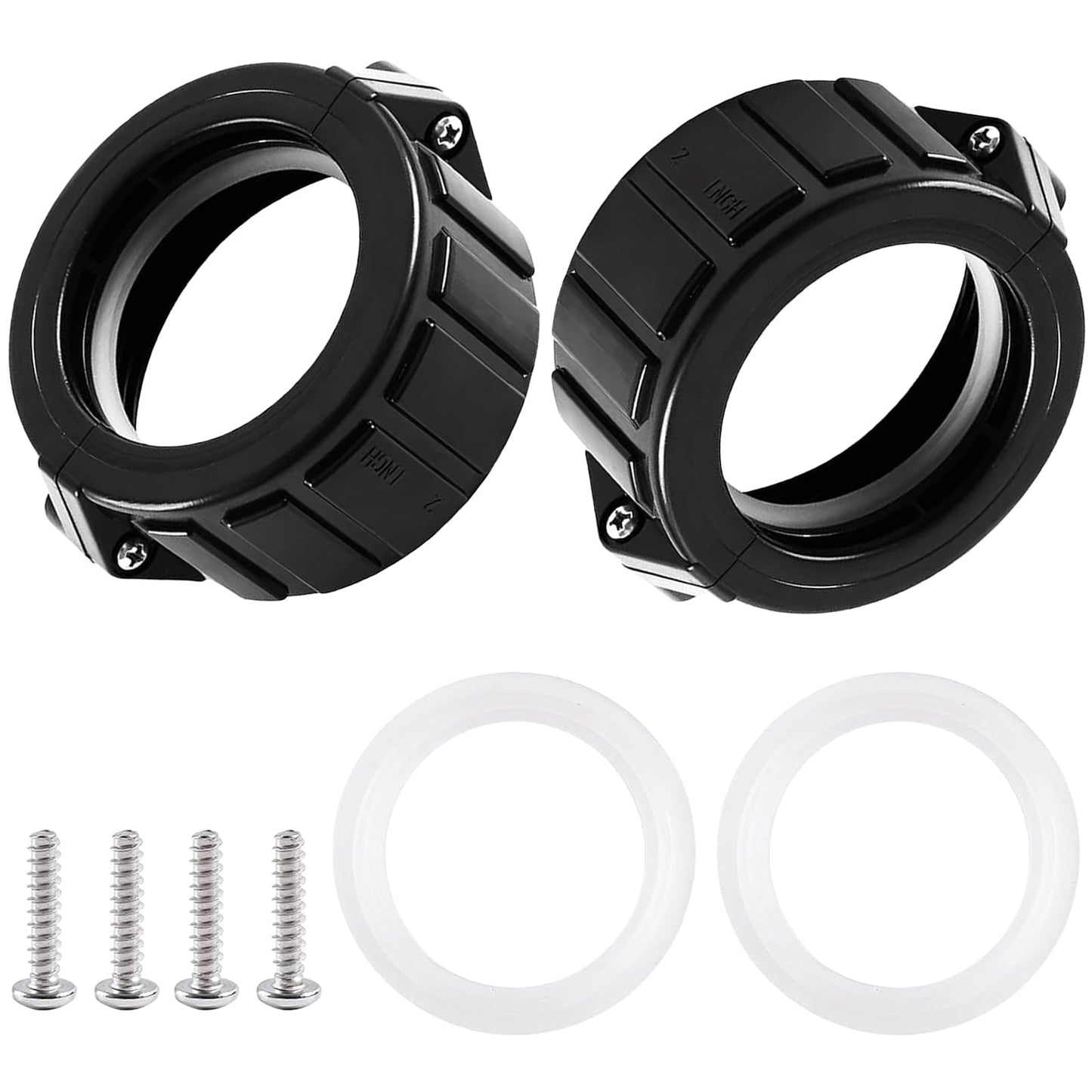 2" Spa Hot Tub Heater Split Nut Unions with Screws and Heater Gasket, Compatible with Balboa Gecko Hot Tub Heater Assemblies Replacement Parts, Replacement for 0121109020 Split Heater Nuts - 2 Pcs