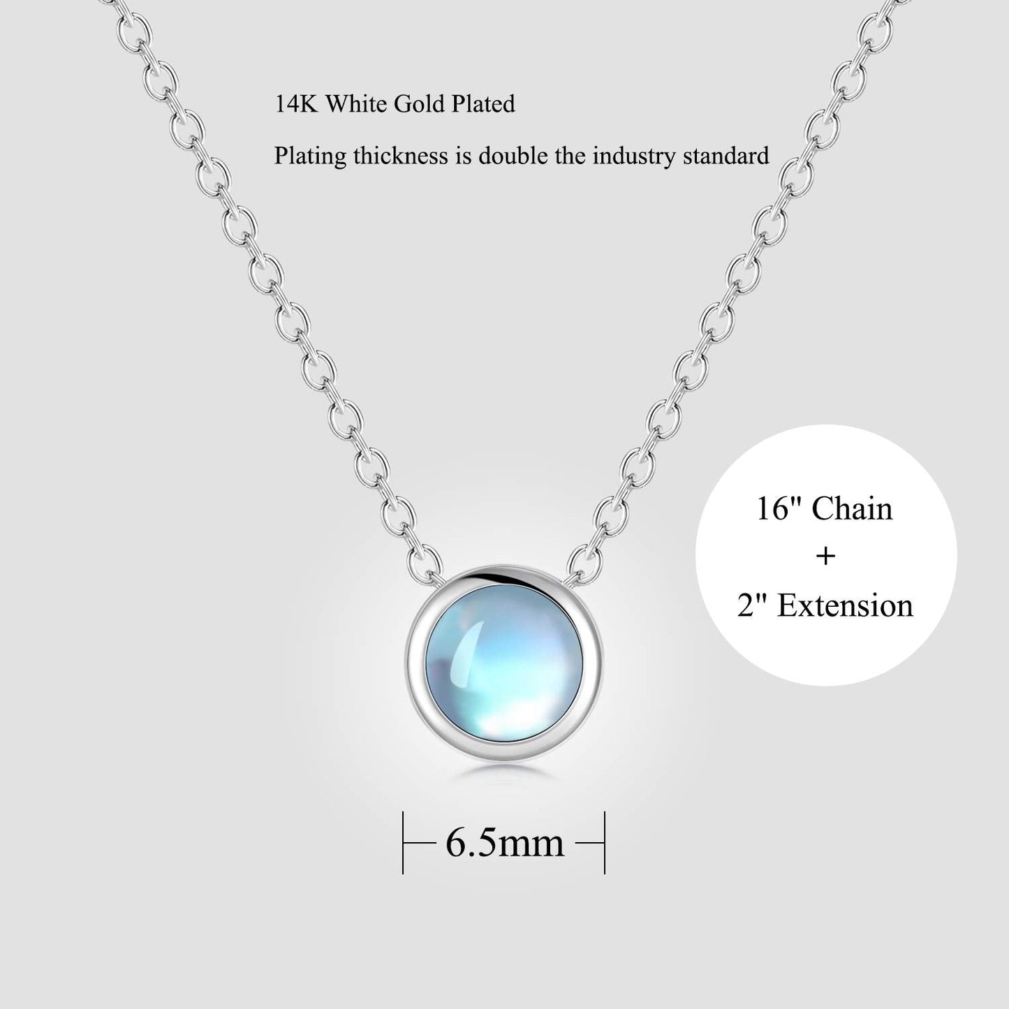 CUOKA MIRACLE Moonstone Necklace Choker Necklace for Women Rainbow Synthetic Moonstone with Sterling Silver Chain 16-18 Inches Adjustable Dainty Short Necklace Gift for Women