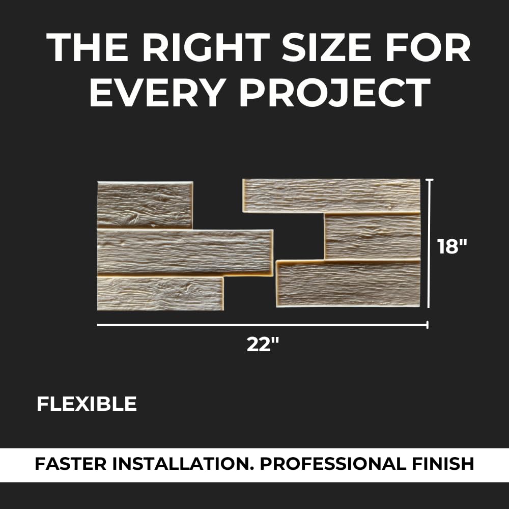 6" Wood Concrete Stamp Mats Set of 5 – Made in USA – Decorative Concrete Stamps with Wood Grain Texture – Create Realistic Patterns for Driveways and Patios – Durable Polyurethane 5500/S-5
