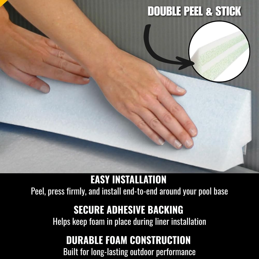 Freetime Fun 46" 20 PCS Peel and Stick Pool Cove for 24' Round Above Ground Pool - Dense Closed Cell Foam Peel and Stick Above Ground Pool Cove with Adhesive Back for Pool Liner Protection