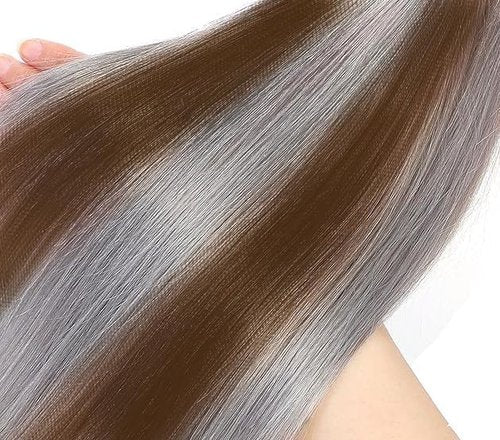 Giginger Bundles Human Hair P4/GREY 20 22 24 inch Straight Wave Human Hair Bundles Highlight Chocolate Grey Unprocessed Quick Weave Soft Sewn In Hair Extensions for Black Women