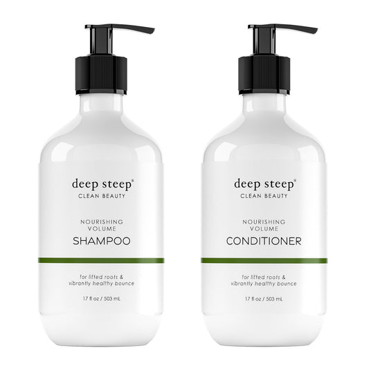 Deep Steep Nourishing Volume Shampoo & Conditioner, 17 oz – Gentle Cleanser with Aloe, Lavender, Kelp, Rice Protein & Glycerin – Sulfate-Free, Vegan, Clean Beauty Hair Care, Soft & Full Hair