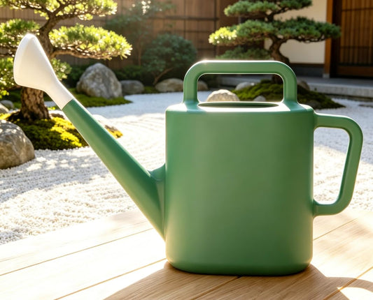 2 Gallon Resin Watering Can Green Lily - Top & Side Dual Handle for Easy Carry & Pour, Offset Opening Mess-Free Refill, Sturdy Garden Watering Can for Indoor & Outdoor Plants