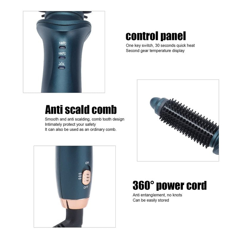 Ejoyous 2 in 1 Curling Brush, Dual Purpose Curling Brush, Anti Scalding Design, Green, Small