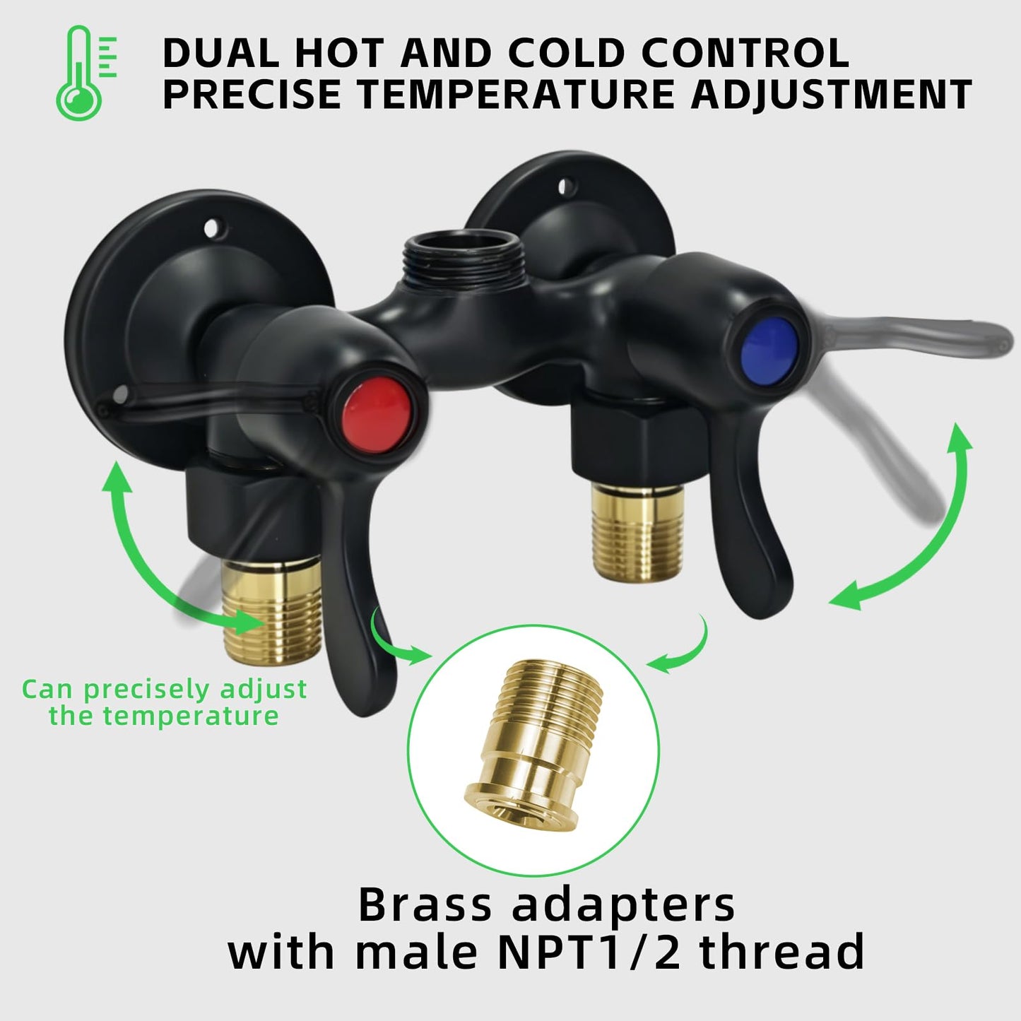 Dbbsfst Outdoor Shower Kit Dual Handle Extendable Exposed Pipe Outdoor Shower Fixtures System with ABS 5 Spray Mode Settings Showerhead Solid Brass 4 Inch Center Mix Valve Matte Black