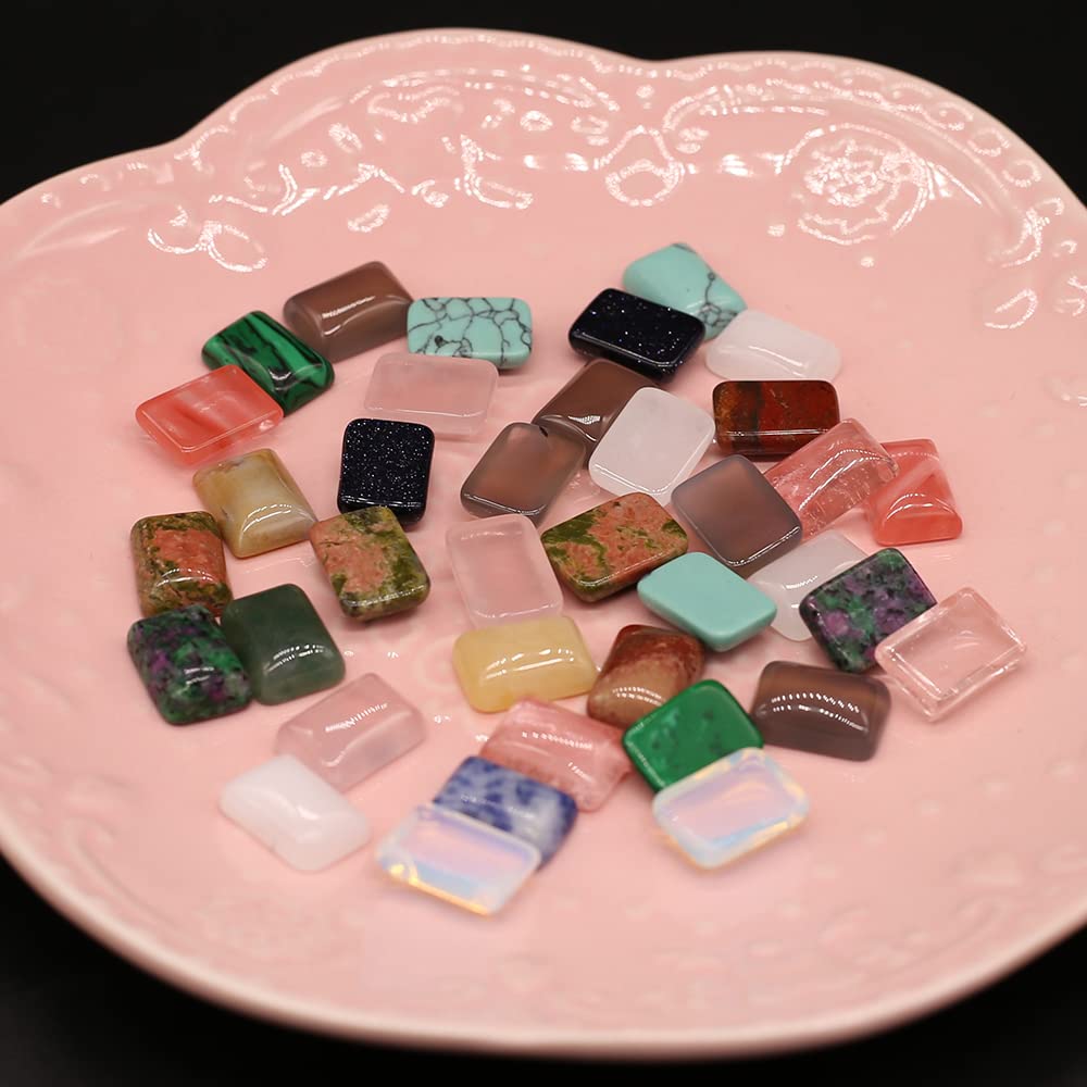 Rectangle Cabochon Flatback Natural Stones Cabochon for Jewelry Making 20 Pcs