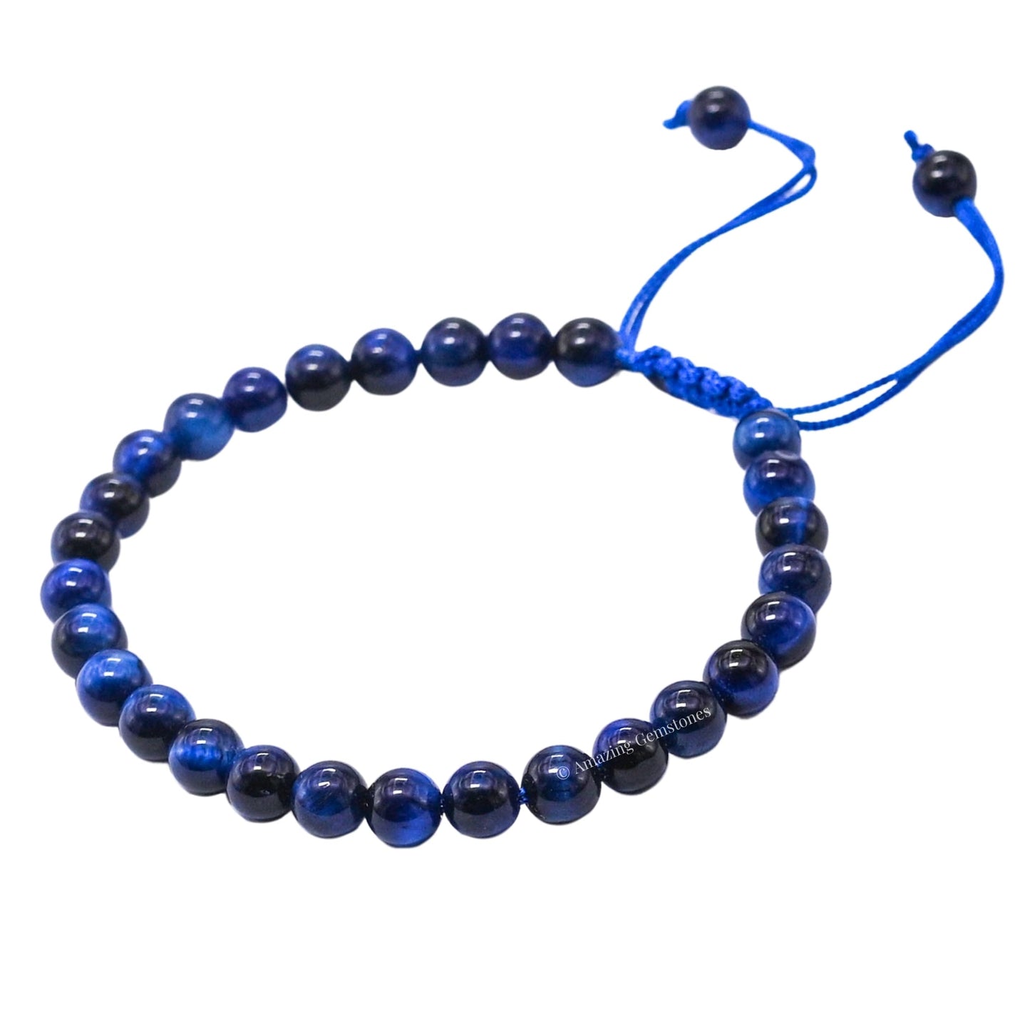 Amazing Gemstone Blue Cats Eye Bracelet for Women Men's Gifts - Protection Healing Crystal Bracelet - 6mm Gemstone Beaded Adjustable Bracelet Pulseras Para Hombres Mujer Stocking Stuffers