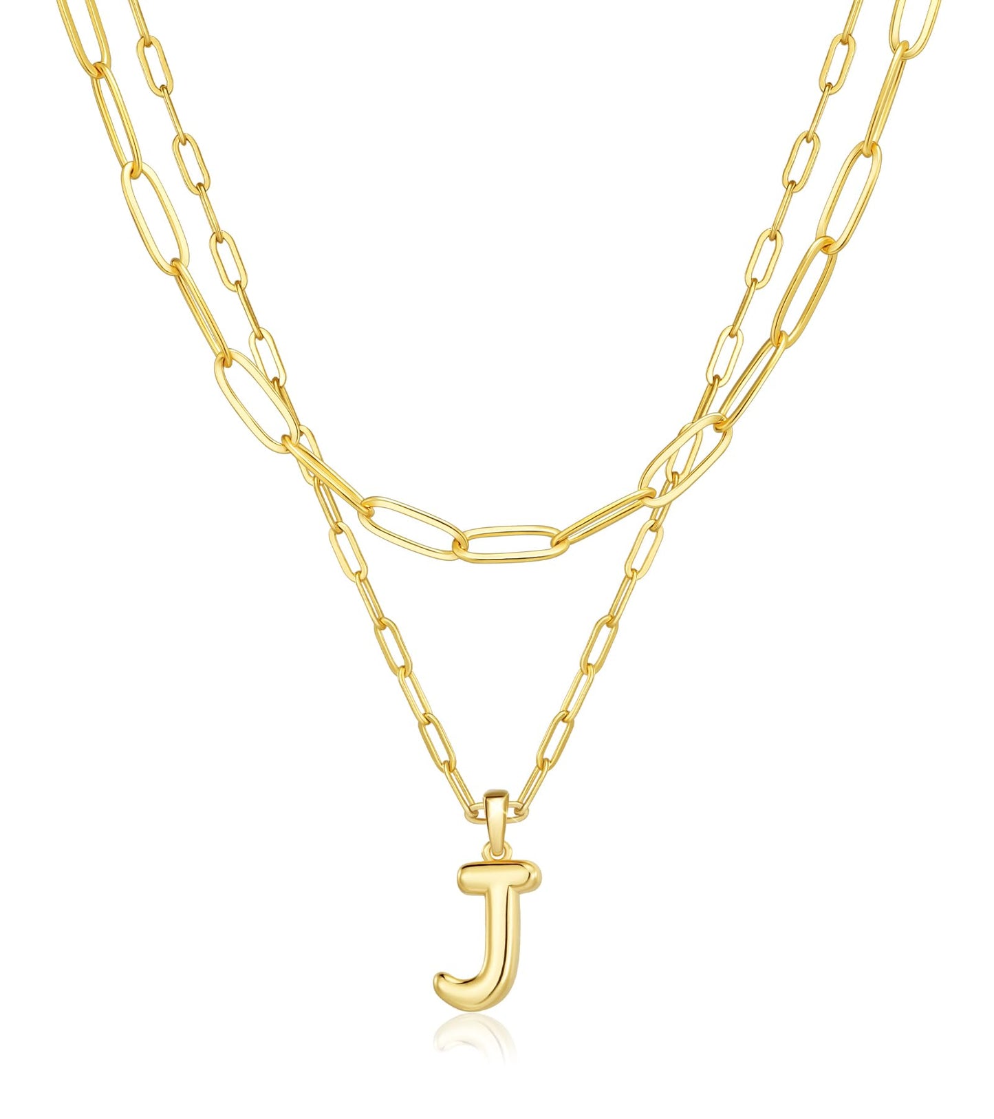 adoyi Gold Heart Initial Necklaces for Women Hers Dainty 14K Gold Plated Heart Layered Letter J Pendant Necklace Stack Jewelry Birthday Valentines Gifts for Women Mom and Wife
