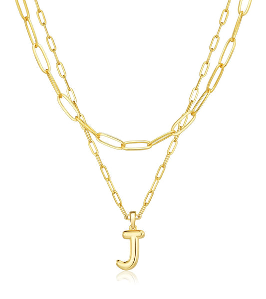 adoyi Gold Heart Initial Necklaces for Women Hers Dainty 14K Gold Plated Heart Layered Letter J Pendant Necklace Stack Jewelry Birthday Valentines Gifts for Women Mom and Wife