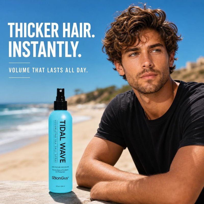 THESALONGUY Tidal Wave Sea Salt Spray for Hair – Volumizing & Texturizing Beach Wave Spray for Men & Women | Matte Finish, Light Hold, Alcohol-Free | All Hair Types | 8 oz