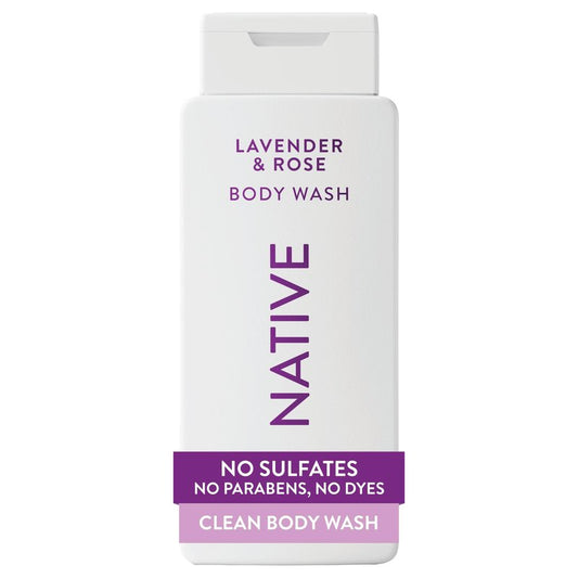 Native Lavender & Rose Scent 24-Hr Refreshing Clean Body Wash for Women & Men, for All Skin Types Incl. Sensitive, Leaves Skin Feeling Clean & Soft, Free of Phthalates, Sulfates & Parabens, 18 oz