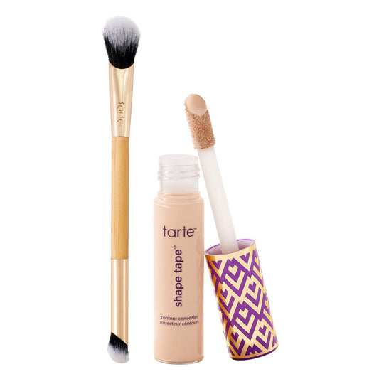 tarte shape tape concealer & brush – Instant Full Coverage for Under Eye, Dark Circles, Redness & Discoloration, Dermatologist-Tested, Vegan, Cruelty-Free, full size, 20B light