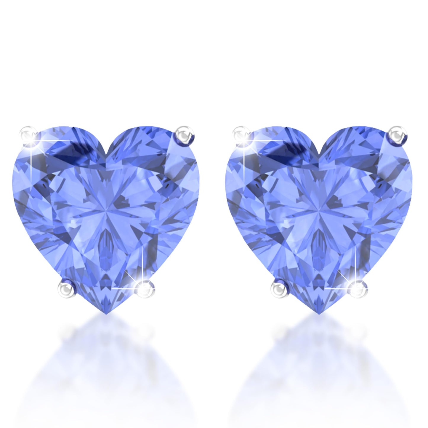 Belinda Jewelz - Heart Stud Earrings, 5mm Cubic Zirconia Heart Earrings with Prong Setting, 925 Sterling Silver Earrings Studs, Tanzanite Stud Earrings for Women