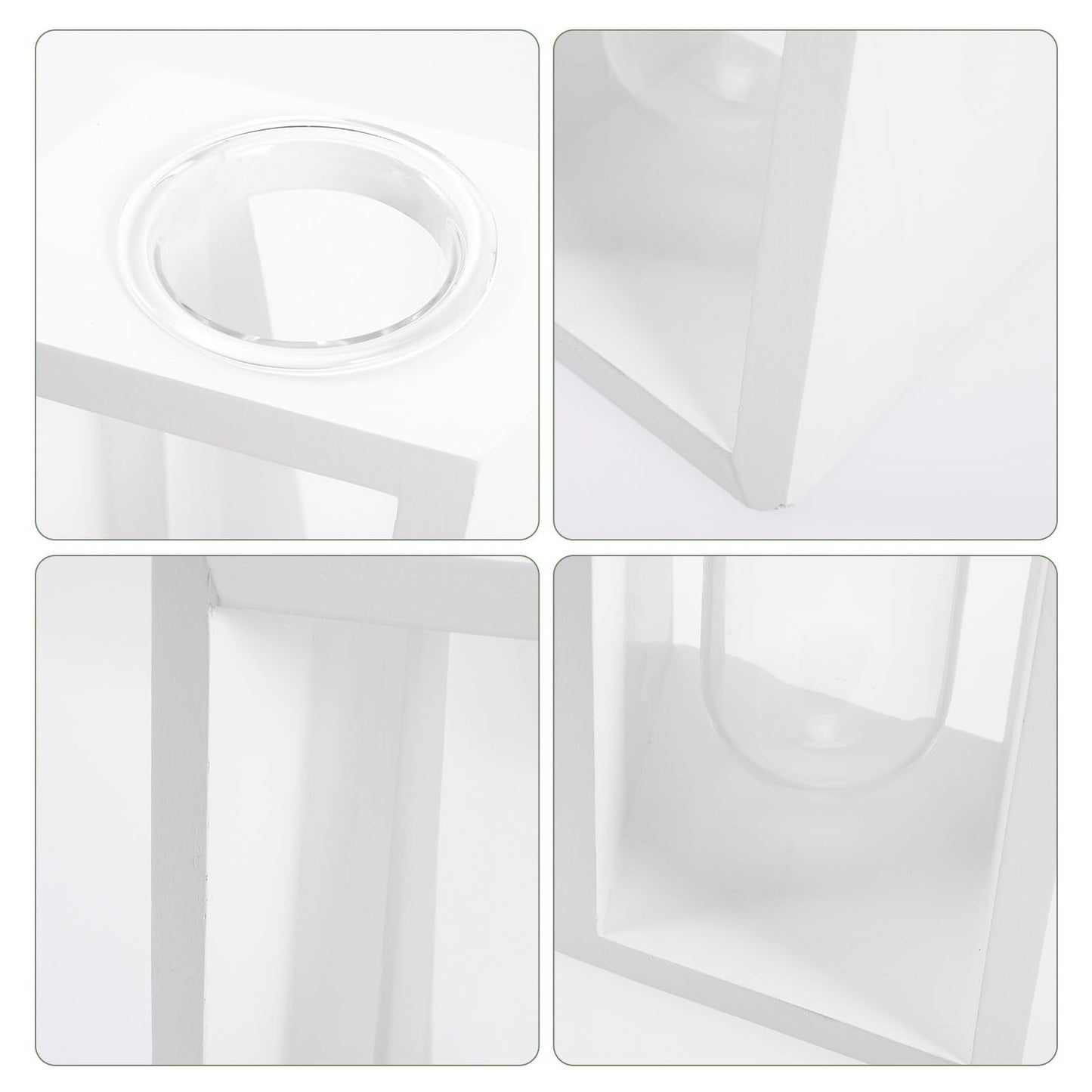 Cabilock Test Tube Vase with White Wood Rack, Small Glass Propagation Tubes for Indoor Hydroponic Plants, Decorative Home Garden Terrarium Container for Plant Propagation