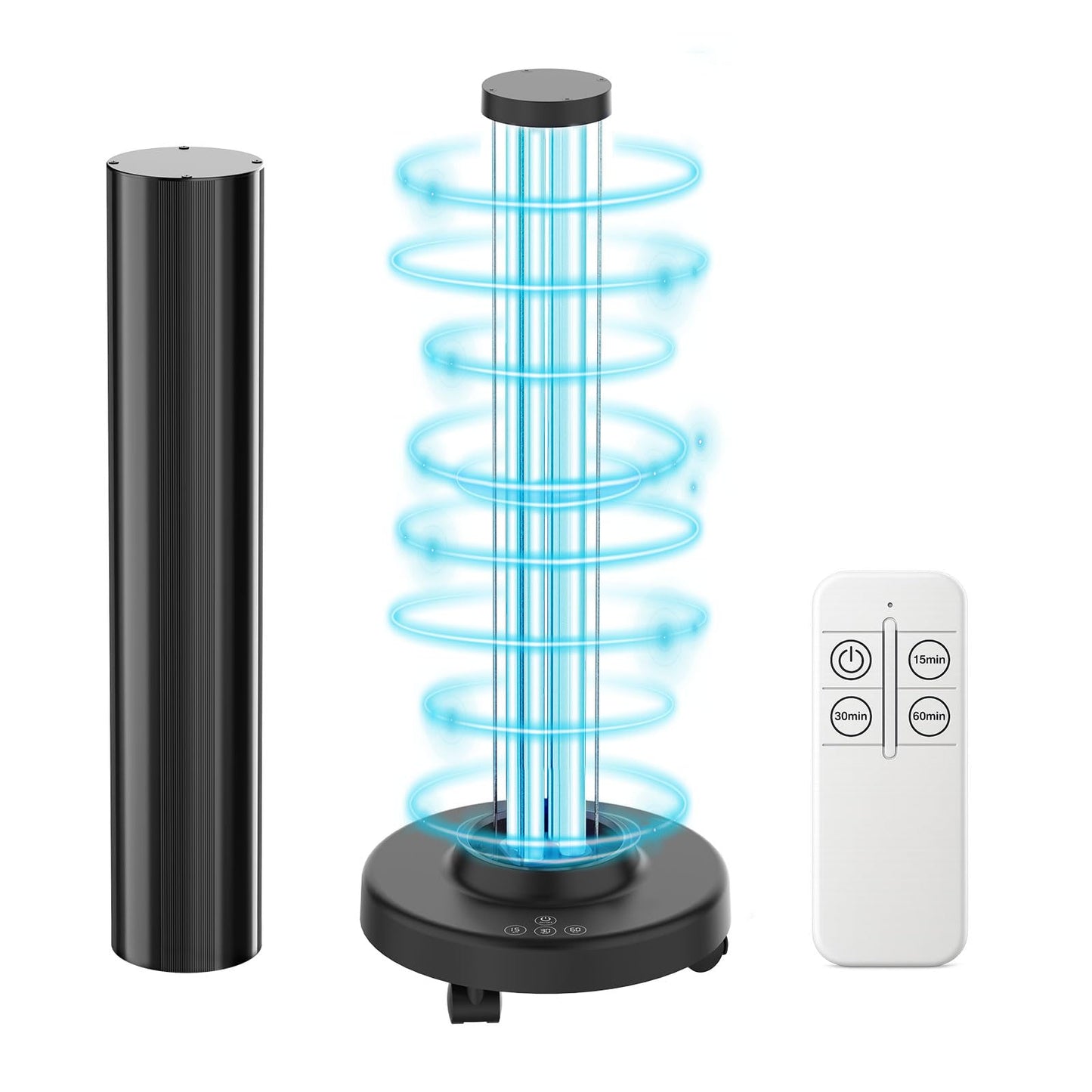 SANSI 120W UVC Disinfection Cart with Wheels, Portable Mobile UV Light Sanitizer with Remote & 3 Timer Settings, Ozone-Free, for Large Space, Home, Hotel, School