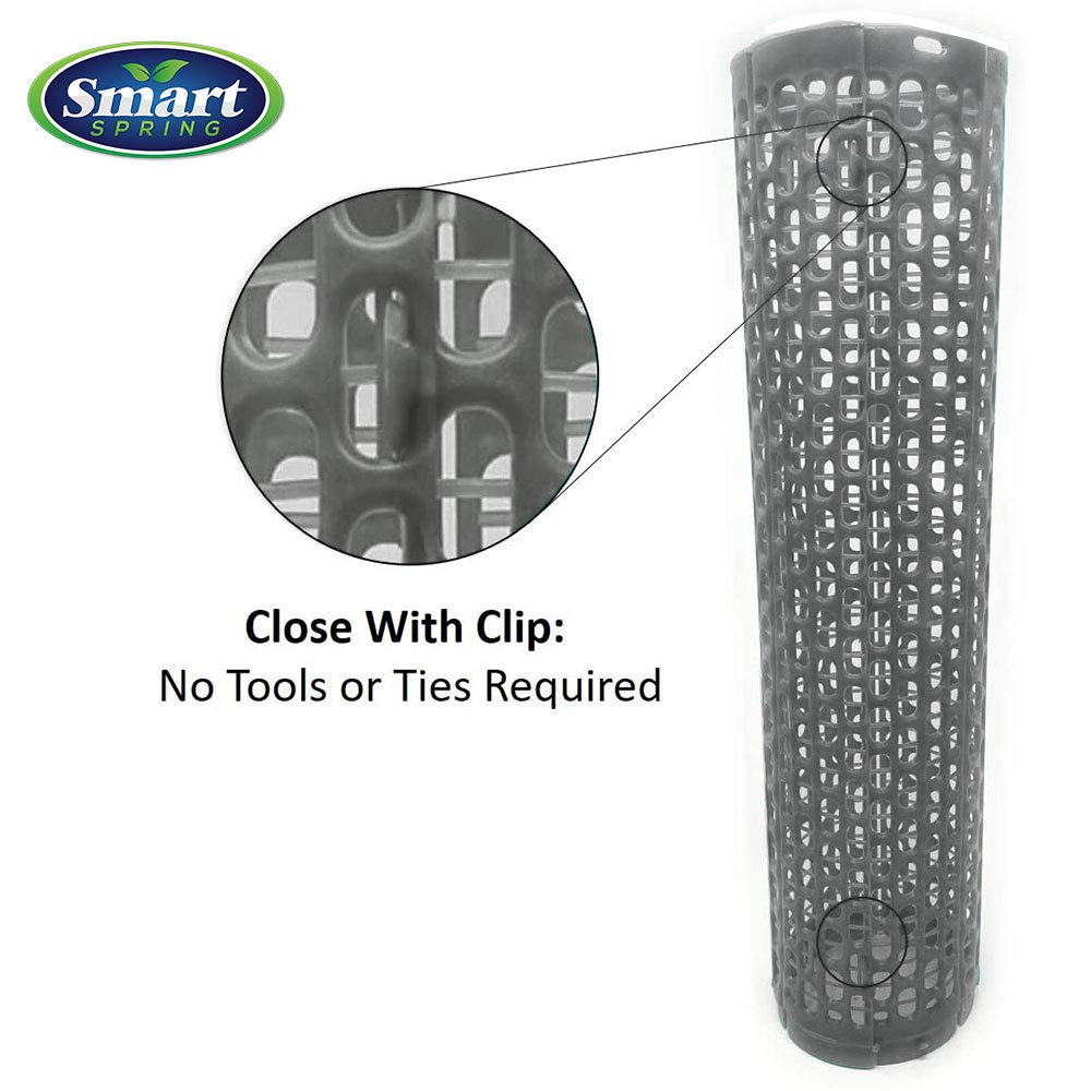 15" Tree Trunk Protectors, Stackable Spiral Tree Guards, Adjustable Width Bark Protection from Weed Eaters, Deer & Rodents, Tall Sapling & Vineyard Vine Protectors, Durable Plastic (12, Slate)