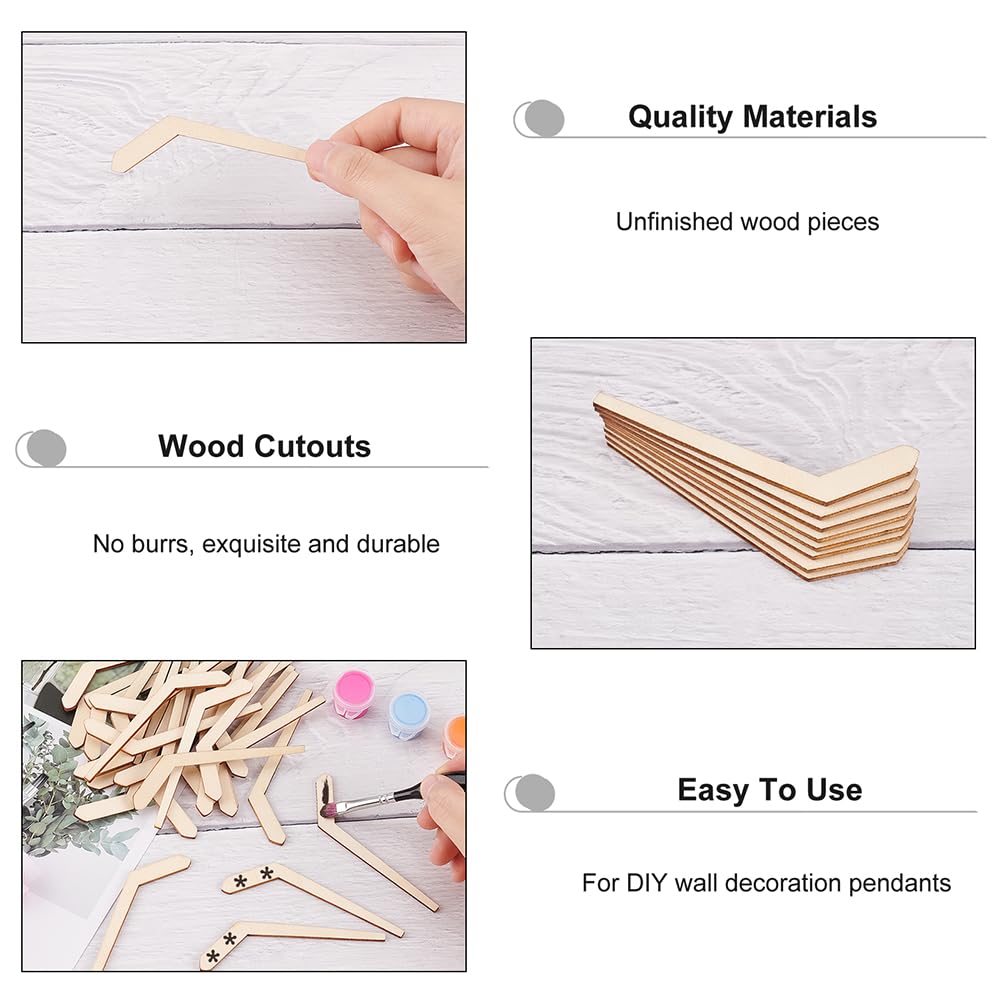 OLYCRAFT 30pcs Unfinished Wood Hockey Stick Blank Wood Slices Hockey Shape Wooden Pieces Unfinished Blank Slices Natural Wooden Cutouts for DIY Project Painting Drawing Home Party Decoration Crafts